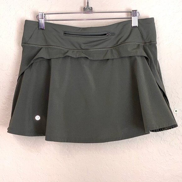 Lululemon Play Off The Pleats Skort Womens 8 Dusty Olive Green Pockets Pull On - Picture 3 of 9